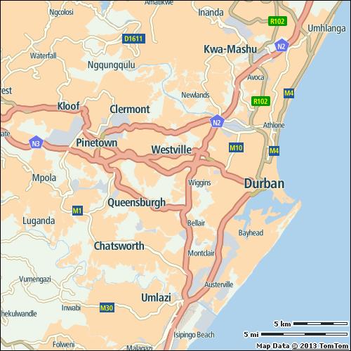 Durban Congestion level 18% Ranking Ranking of city compared to continent 6/6 Congestion level on highways 14% Congestion level