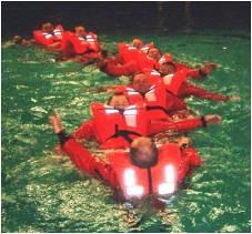 Survival Craft and Rescue Boat Training Course 8.2 GROUP SWIMMING When there are more people, use the Crocodile method, also known as Convoy, or group swimming.