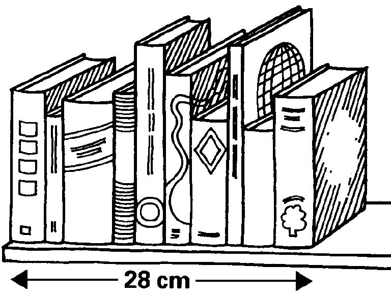 43. Vicki puts 1 books on a shelf. The 1 books take up 8 centimetres. What is the mean (average) thickness of her books? Show your working. You may get a mark.
