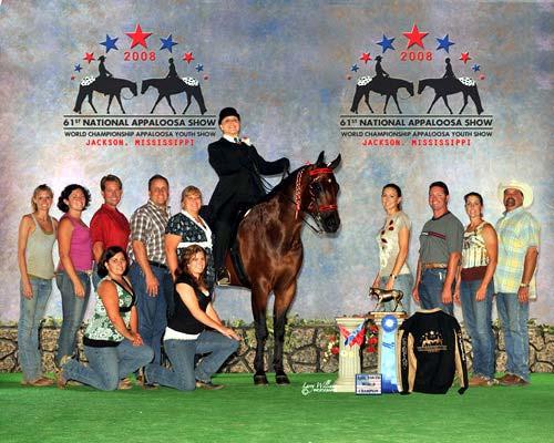 2006 World Top 5 in Junior Western Pleasure with Pa Heeley riding for Olivia Christin Infinger. 2006 World Top 10 ApPHA Non-Pro/Youth Five & Under Western Pleasure Maturity, Olivia C.