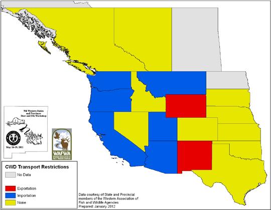 New Mexico and Wyoming were the only respondents with exportation restrictions, while most of the states that have not detected CWD have importation restrictions.