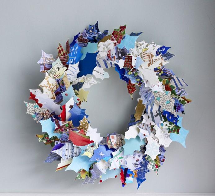 HOLLY LEAVES Holiday greeting cards can create clutter or they can become a cheery wreath.