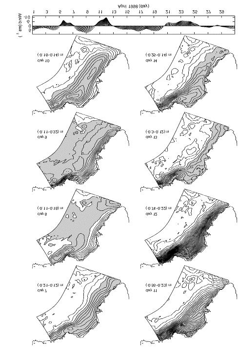 36 Figure 5a Daily snapshots of the stratified model simulated WFS sea surface topography spanning the period of