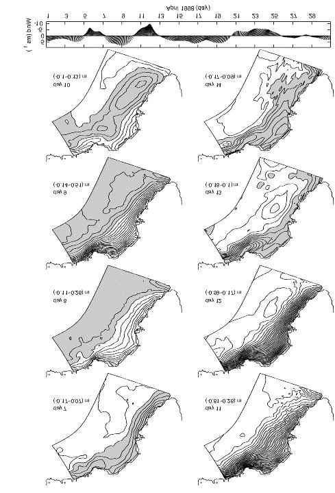 37 Figure 5b Daily snapshots of the constant density model simulated WFS sea surface topography spanning the period of