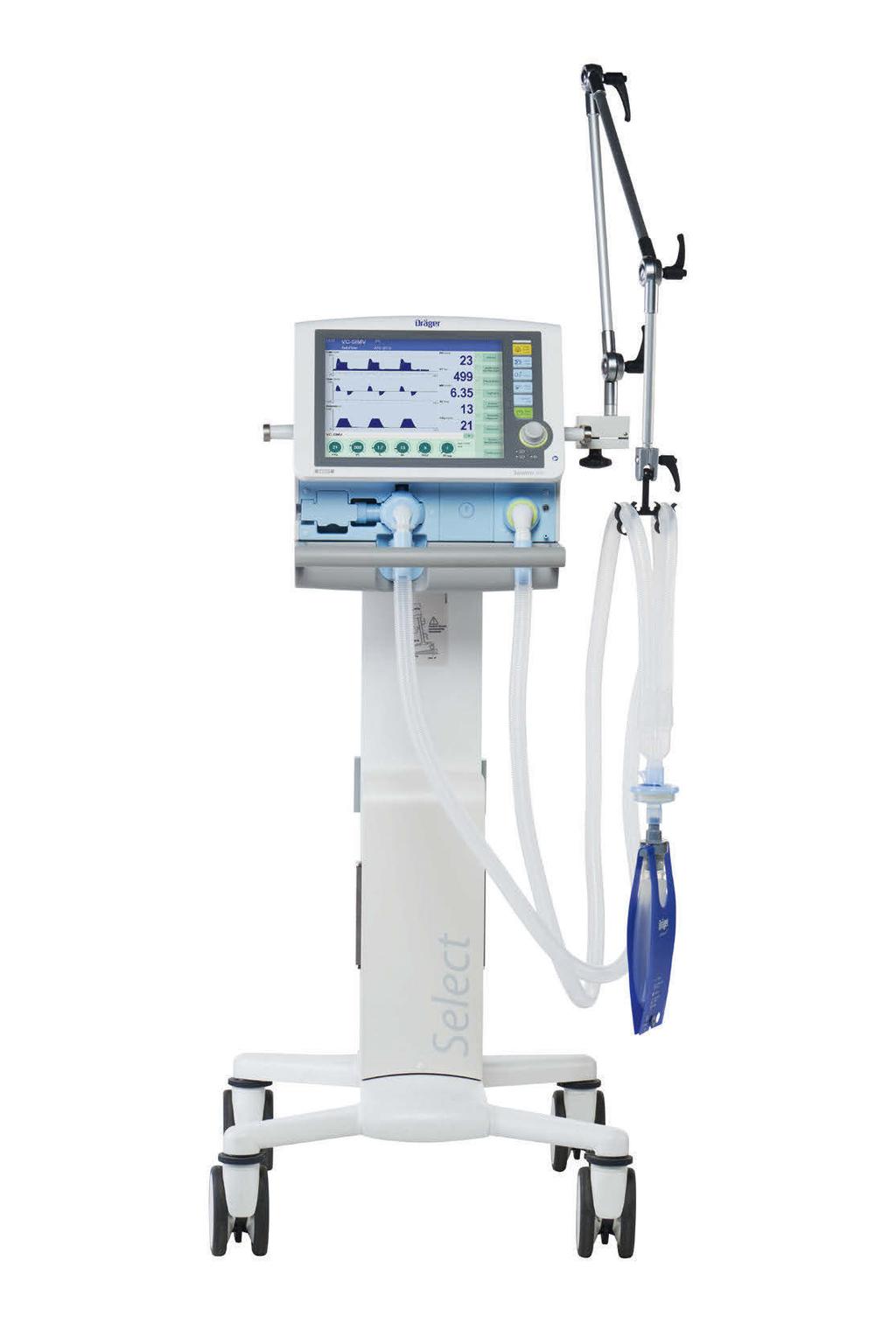 Dräger Savina 300 Select ICU Ventilation and Respiratory Monitoring The Dräger Savina 300 Select (in this configuration) combines the independence and power of a turbine-driven ventilation system