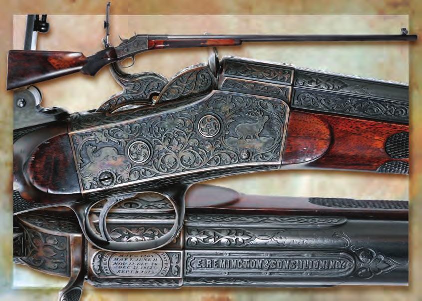 Figure 1. Engraved Remington No. 1 Creedmoor Long Range Target Rifle Exhibition Grade with Rigby Flats.