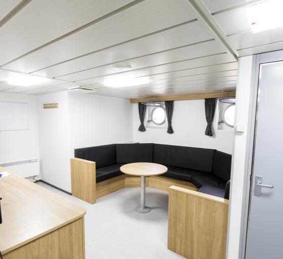 Furthermore, the vessel is provided with a laundry room, change room, conference room, office and gymnasium.