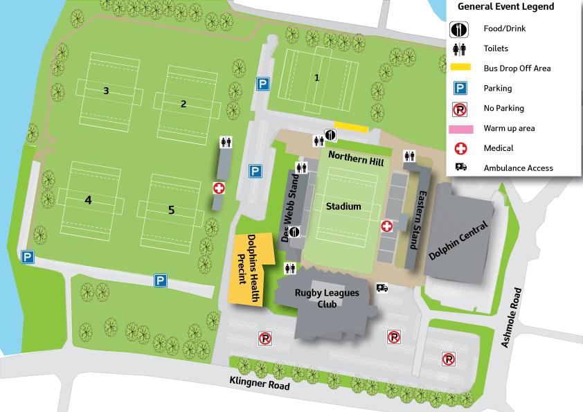 STATE OF ORIGIN 2018 EVENT MAP Parking will be availabe for spectators and teams within the Dick Tosser Turner Complex.