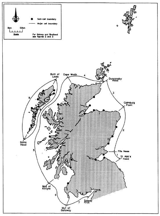 shown in Figure 5.2. The Firth of Clyde is located within cell 6, between the Mull of Kintyre and the Mull of Galloway.
