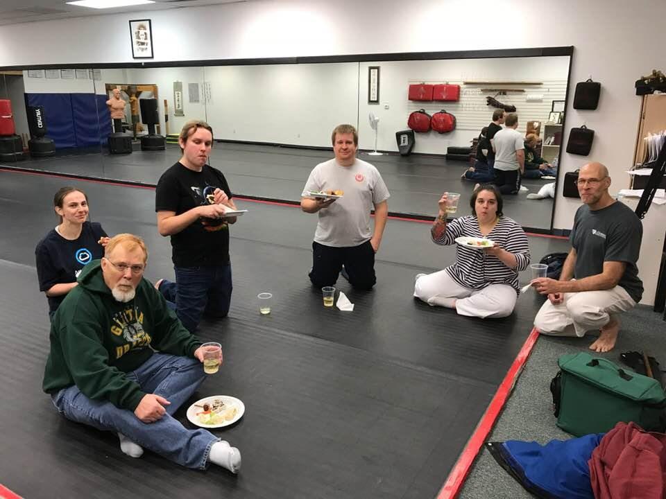 The time was December 31st @ 10:30 PM, the place, the Omaha Dojo Sensei Bill Gaines led the crew in both Karate & Kobudo until about 11:55 PM.
