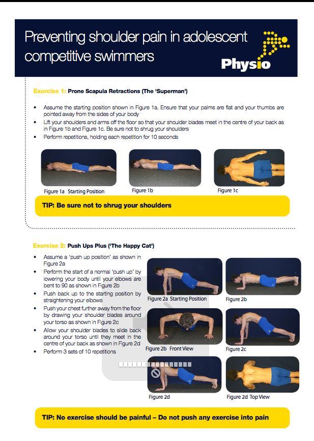 Using Physiotherapy in competitive swimming programs Plan