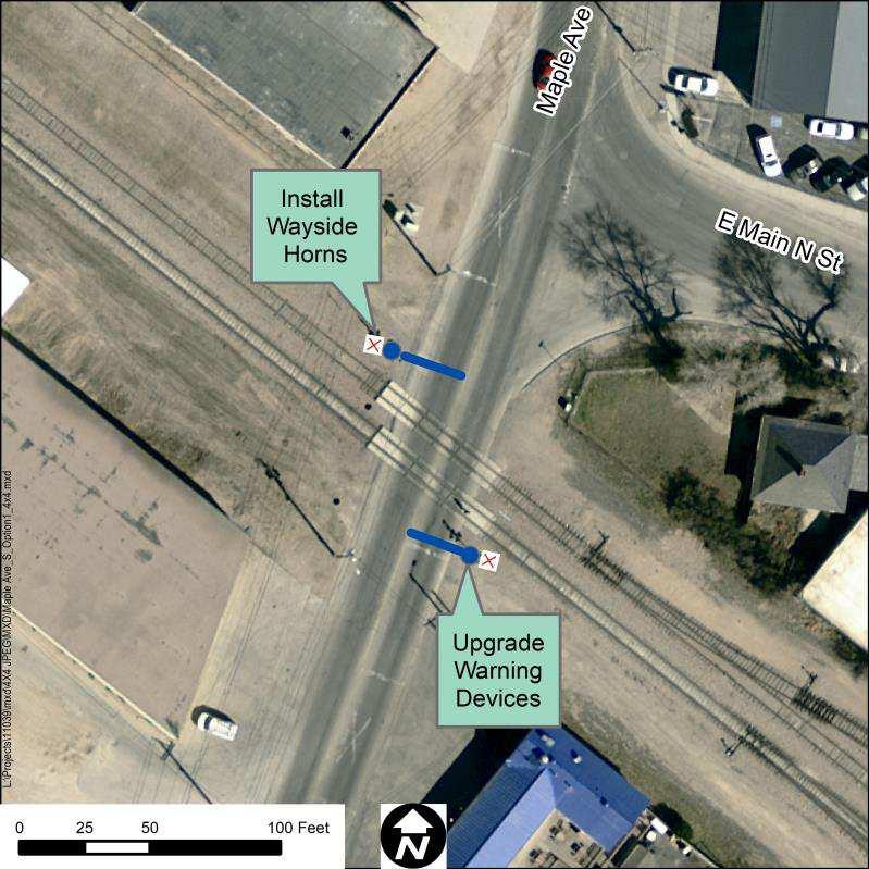 Maple Avenue (South) (190261W) Option 1: Wayside Horns Option 2: Closure Risk Reduction: Signal Costs: Roadway Costs: n/a $280,000 $14,256 $294,256 (+$5,000 Ann. Maint.