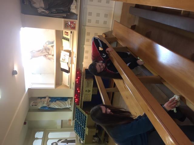 After Mass the students cleaned the Church in preparation for the Christmas Ceremonies.