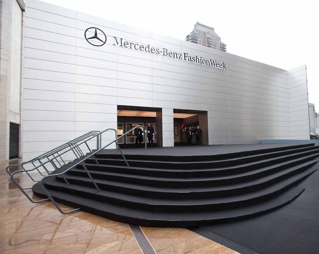 Event Experiences Mercedes Benz Fashion Week Arena Americas provides numerous clearspan tents at the Mercedes-Benz Fashion Week, which is held semi-annually in New York City.