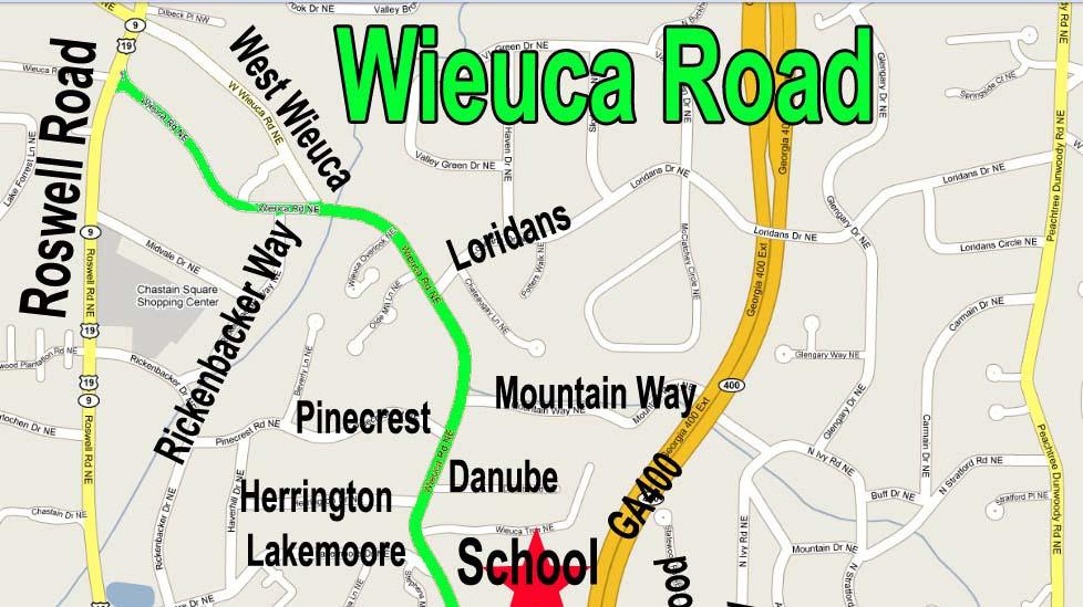1. BACKGROUND Wieuca Road is a 2 mile road, generally running in a SSE NNW direction with significant curves and some hills. Alternative routes are Roswell Road and Peachtree Dunwoody Road.