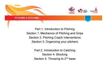 MINI-LECTURE (Slides 3-4) Explain that coaches will identify the key teaching points involved with pitching including the proper set position, gather and the finish.