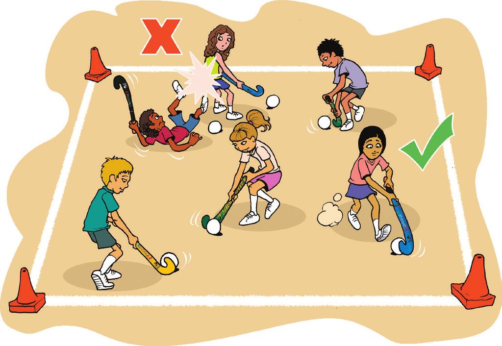 SPACE DRIBBLE GO CARD 1 1. Create a square playing area with cones or markers. 2. Each player needs a stick and a ball. 3.