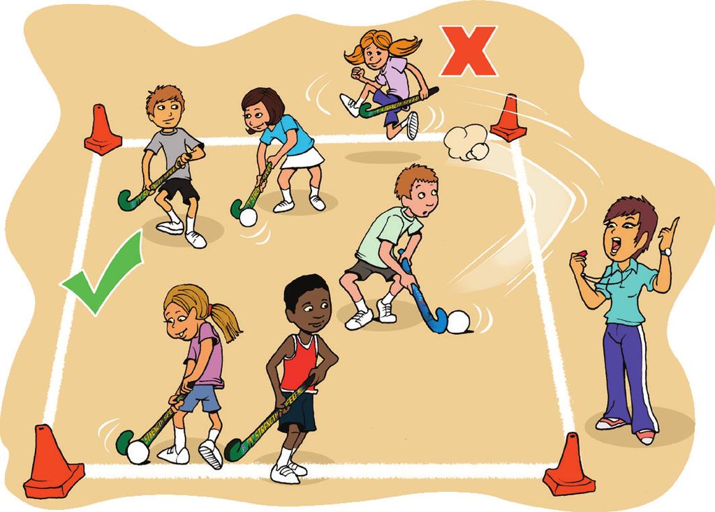 TRUCK AND TRAILER GO CARD 2 1. Create a square playing area with cones or markers. 2. Each player will need a stick. Players will partner up. One ball is needed between partners. 3.