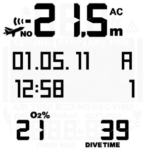 The dive time and date are registered in the Logbook memory. Always check before diving that the time and date are correctly set, especially after traveling between different time zones. 7.6.1.