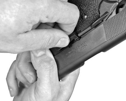 Point the pistol in a safe direction and remove the magazine, clear the chamber and verify that the firearm is unloaded
