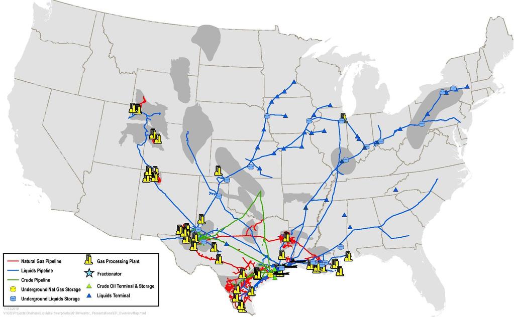 EPD: NATURAL GAS, NGLs, CRUDE OIL, PETROCHEMICALS AND REFINED PRODUCTS Asset Overview Pipelines: 50,000 miles (80,500 km) of natural gas, NGL, crude oil, petrochemicals and refined products pipelines