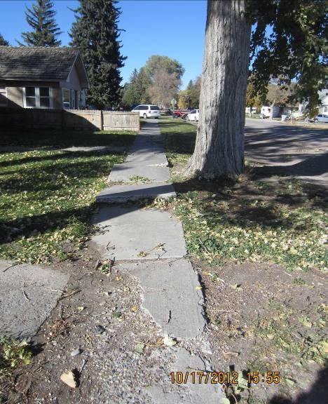 3. Repair Existing Sidewalk: Fill gaps and extend segments to pavement at intersections. There are many sidewalk segments in disrepair west of Highway 39.