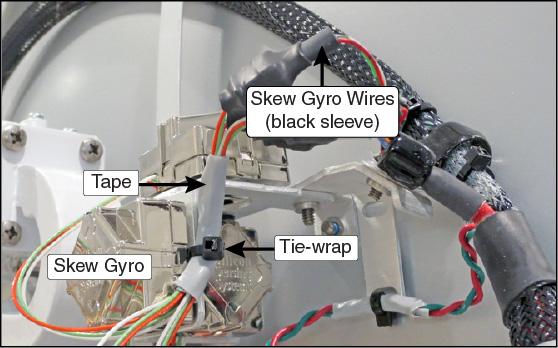 Replacing the Skew Gyro Follow the steps below to replace the skew gyro. a. Identify the location of the skew gyro (see Figure 8). b. To access the skew gyro screws, disconnect the skew limit switch by removing the two screws and washers holding the limit switch in place (see Figure 9).