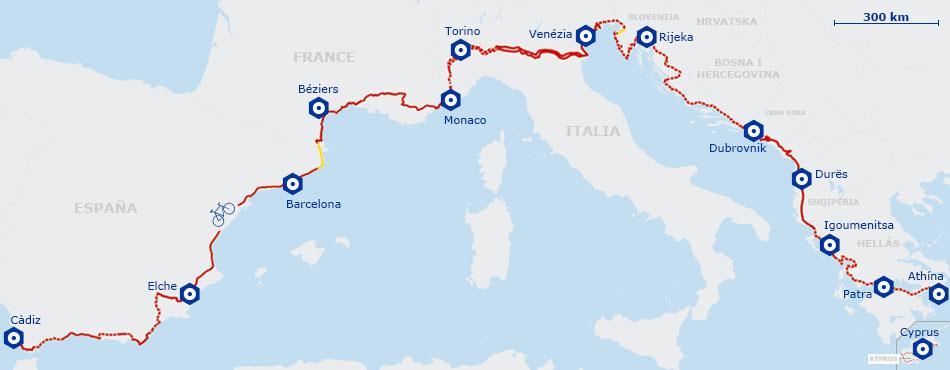 The routes EuroVelo 8