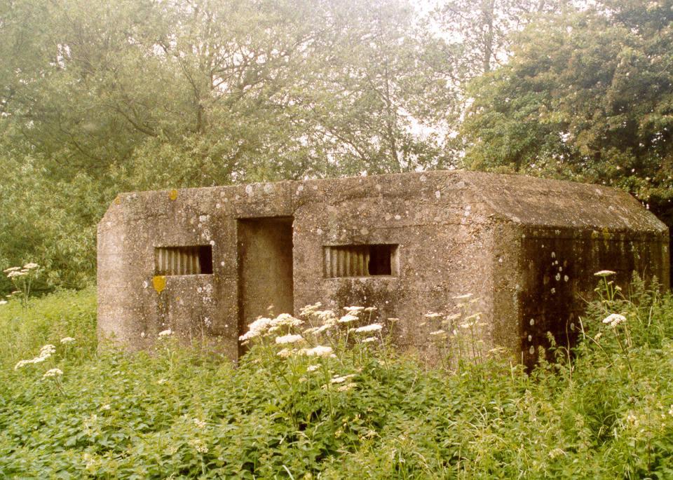 Fig. 7 - UORN 391: shell-proof type 24 pillbox on the western bank of the River Cam north of Audley End house, one of two at this point.