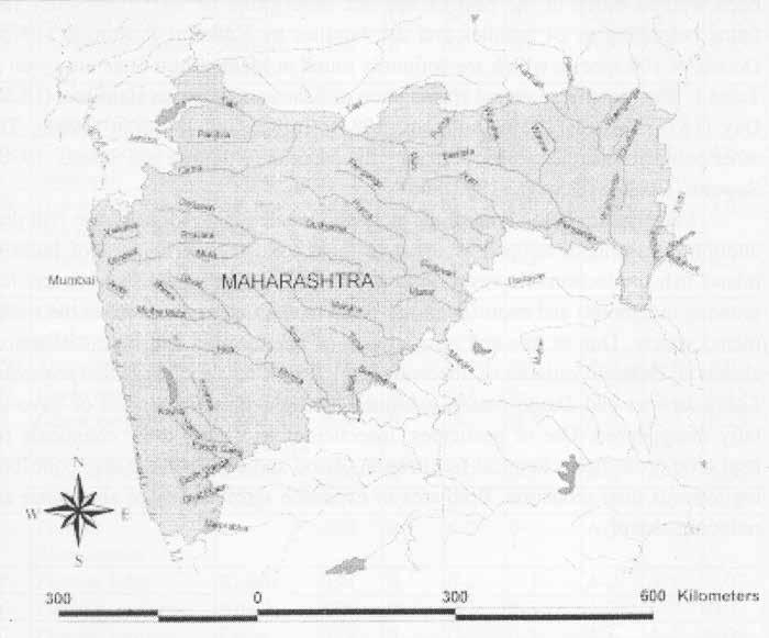 Freshwater ichthyofauna of Maharashtra State Nagar Haveli in its NorthWest; Madhya Pradesh in the North-East and East; Andhra Pradesh, Karnataka and Goa in the South; and 720 kms.