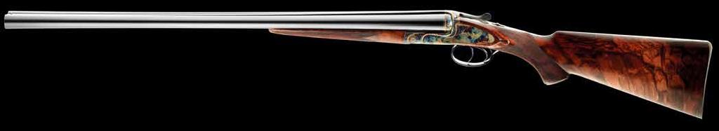 Azur AD 230 Side by side shotgun, ejector model with double triggers. Action with side plates. English style hand engraving.