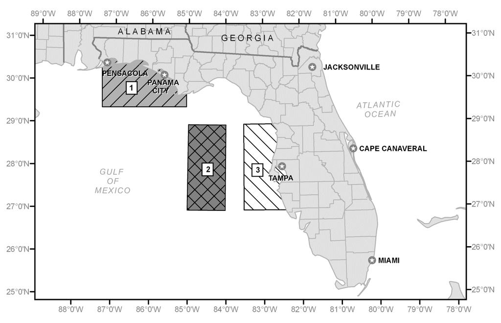 4 Figure 1. Areas in Florida with at-sea observer coverage.