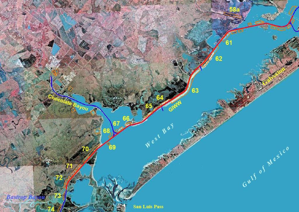 GULF INTRACOASTAL WATERWAY GALVESTON CAUSEWAY TO BASTROP BAYOU Dredging Depth: Placement Area: Distance to Placement Area: Type of Equipment: Env.