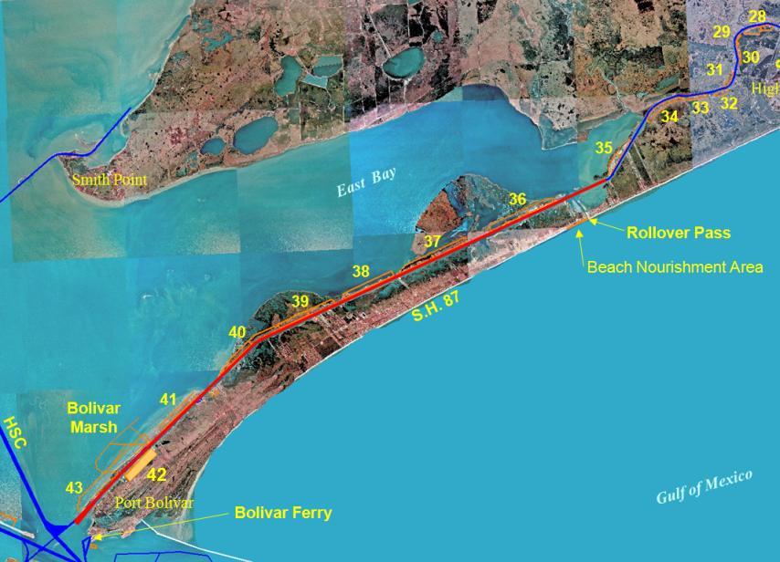 GULF INTRACOASTAL WATERWAY ROLLOVER PASS TO GALVESTON CAUSEWAY Dredging Depth: Placement Area: