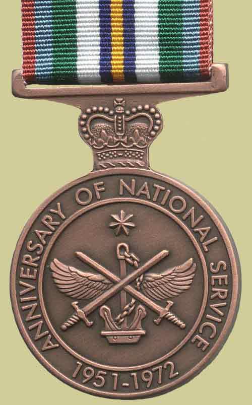 AUSTRALIA CENTENNIAL MEDALS Anniversary of National Service 1951 1972 Approved on 10 October 2001 to follow in order of precedence all Long Service Medals.