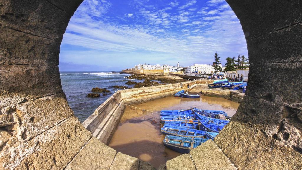 Winding your way back down onto the plains, you then turn towards the coastal waters of the Atlantic and the captivating town of Essaouira, one of Morocco s most picturesque settings.