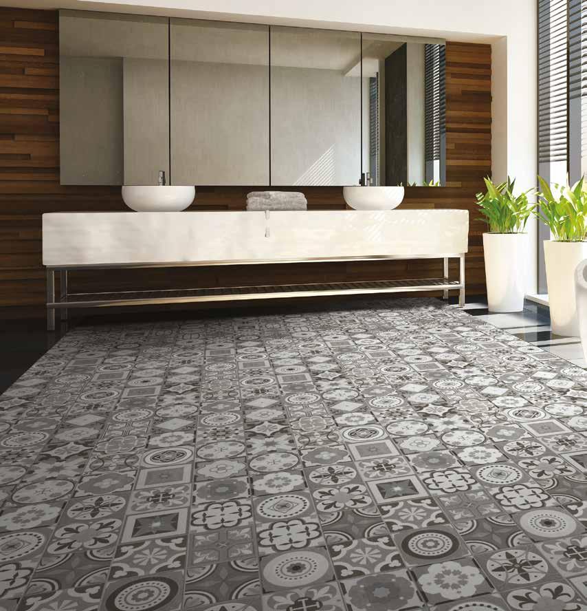 8 PERMALUXE SKYLINE 2115 - VANCOUVER FEATURES Unique fashion-forward designs Rectangular tiles for a modern look Antimicrobial