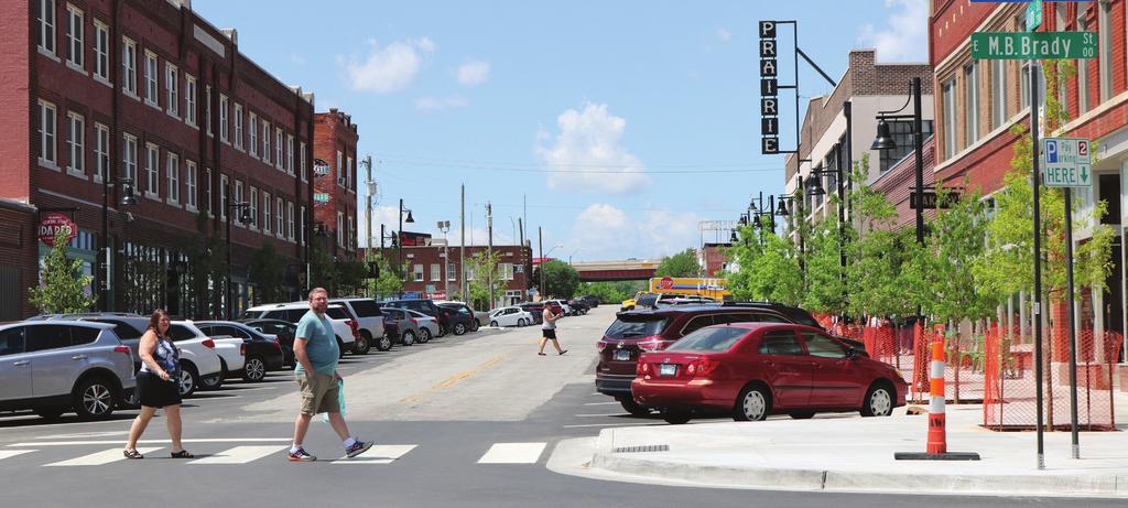 5 Above: The City of Tulsa reduced the street to two lanes in a road diet within the Brady Arts District, re-using the