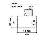 The deck surface between the centerline of the seat and the pool edge shall have a slope not steeper than 1:48. Clear Deck Space.