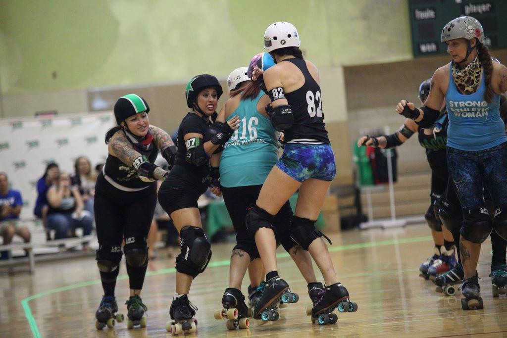 During a Jam, each team fields up to five Skaters. Four of these Skaters are called Blockers (together, the Blockers are called the Pack ), and one is called a Jammer.