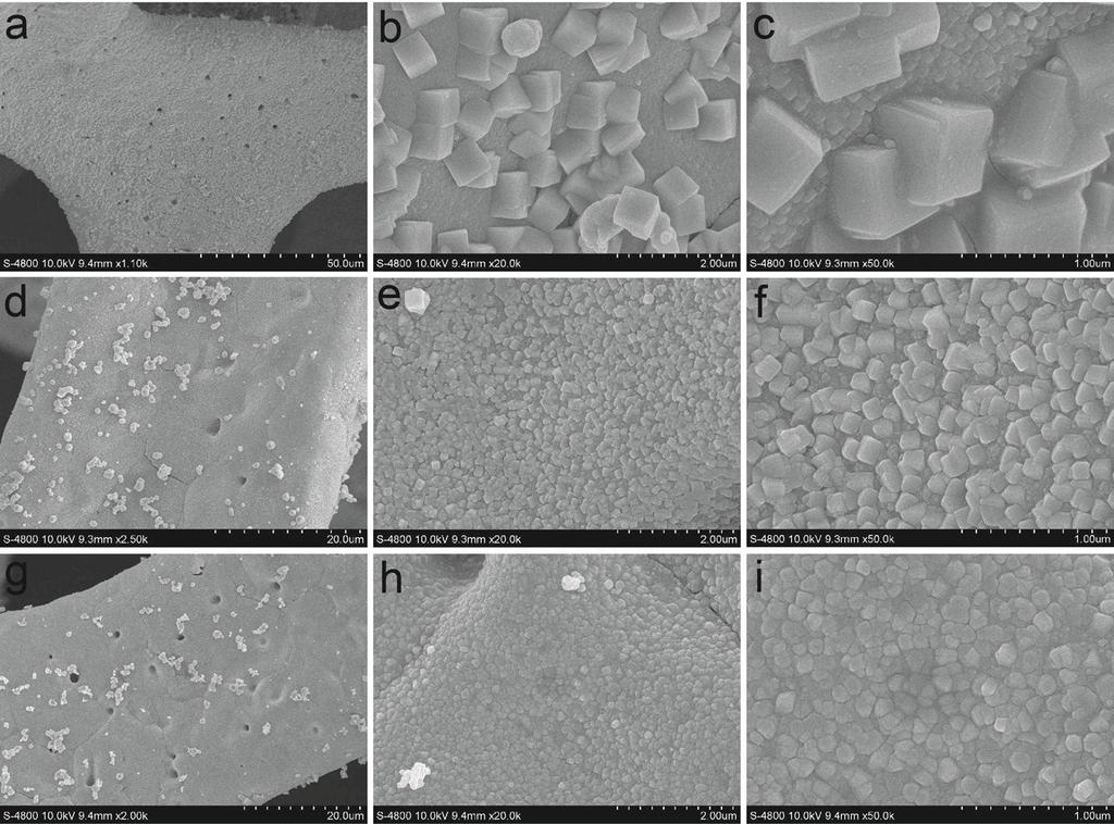 Fig. S2. (a-c) The SEM images of Cu 2 Se/CF sample synthesized at 180 o C.