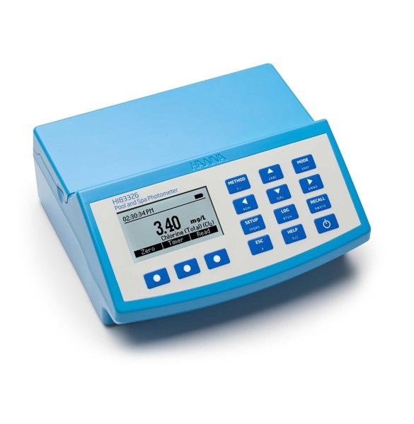 HI-83326 Multi-parameter Photometer with ph meter for swimming pools and spas The HI-83326 is a compact, multi-parameter photometer for use in pool and spa applications.