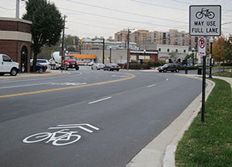 streets. Sharrows are typically marked as a means to connect or continue bicycle facilities such as bicycle lanes and trails.