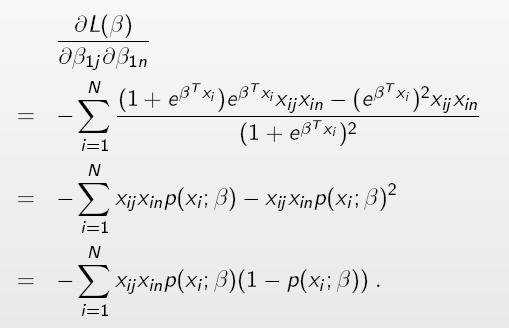 Second Derivative It is a (p+1) by (p+1) matrix,