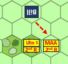This time both bow stands are in cover. They can both fire two ranks into the attacking Bill stand.