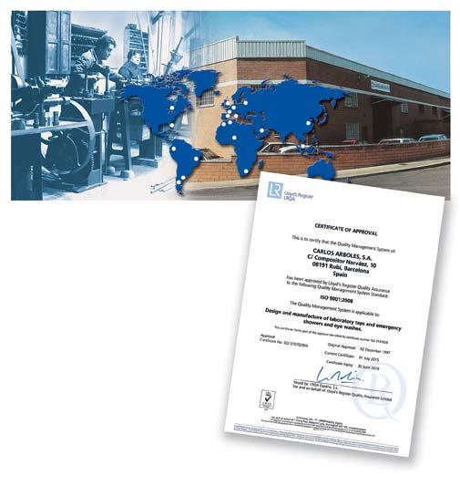 CATALOGUE OF Since 1929, Arboles manufactures tap fittings of diverse types and applications; we now specialise in two product lines: EMERGENCY SHOWERS AND EYEWASHES TAP FITTINGS FOR LABORATORIES