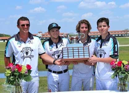 Page 9 Grand Champions Above, Jesse Bray, Grant Ganzi, Santos Bollini and Will Jacobs winners of the Limited Edition 8 Goal Handicap for GCPC yesterday at Grand Champions. Left, MVP Will Jacobs.