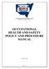 OCCUPATIONAL HEALTH AND SAFETY POLICY AND PROCEDURE MANUAL