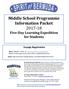 Middle School Programme Information Packet Five-Day Learning Expedition for Students