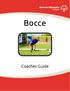 Bocce. Coaches Guide